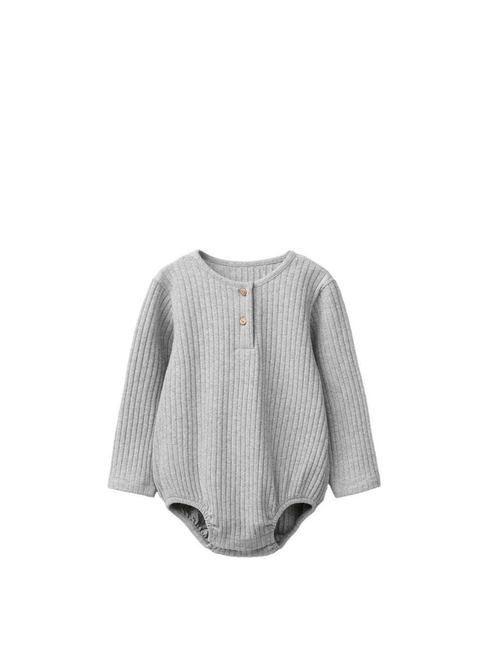 Zara Ribbed Long-Sleeve Baby Onesie in Light Gray. NWOT 9-12m